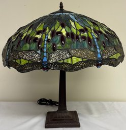 Arts & Crafts Lamp, Slag Glass Shade