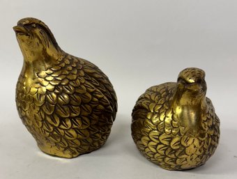 Two Heavy Hollow Brass Birds