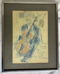 Pastel, Cello Player, Signed And Personalized LR