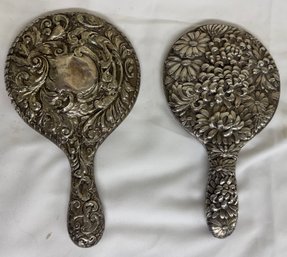 Two Silver Tone  Dresser Mirrors