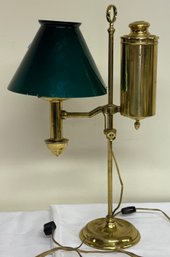 Antique Brass Fluid Student Lamp, Shade As Is