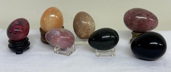 Group Seven Decorative Marble & Glass Eggs