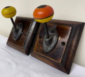 Pair Of Make Shift Knob Coat Hooks
