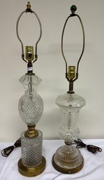Two Vintage Glass Table Lamps