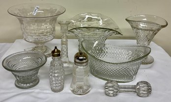 Group Nine Cut, Pressed & Etched Glass Wares