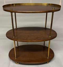 Brass & Mahogany Oval Shaped Tea Cart