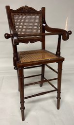 Child's Vintage Cane Seat High Chair