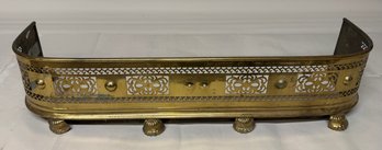 Antique 'D' Shaped Pierced Brass Fireplace Fender