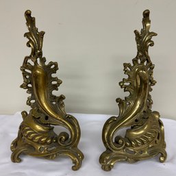 Pair French Brass Fireplace Chenets
