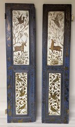 Pair Scandinavian Paint Decorated Paneled Doors