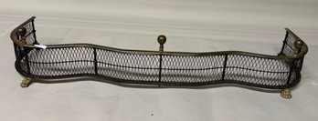 Antique Brass & Wire Ball Top Fireplace Fender