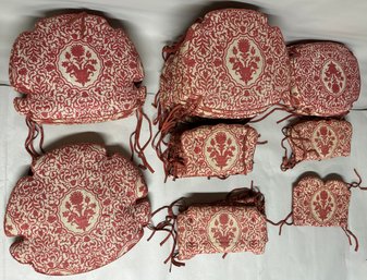 Group Vintage Custom Made French Country Chair Cushions, Twenty-five Count Total