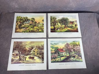 1983 Currier & Ives American Homestead Seasonal Prints Featuring All Four Seasons