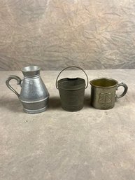 Vintage Miniature Collectible Pitcher, Bucket And Mug
