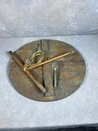 Rustic Small Side Table With Folding Legs