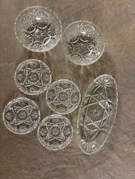 Anchor Hocking Star Of David Glassware Set With Bowls And Relish Dish