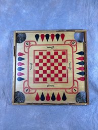 Vintage 1970 Carrom Giant Game Board Double Sided Checkerboard