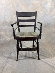 Antique Ladderback Armchair With Rush Seat