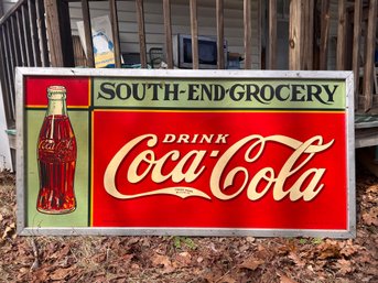 Vintage  Original Signed South End Grocery Coca-Cola Sign