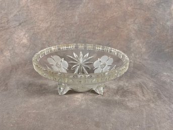 Vintage Anchor Hocking Star Of David Cut Glass Bowl
