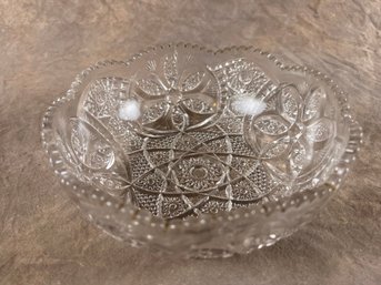 Early  Pressed Or Cut Glass Star Pattern Bowl