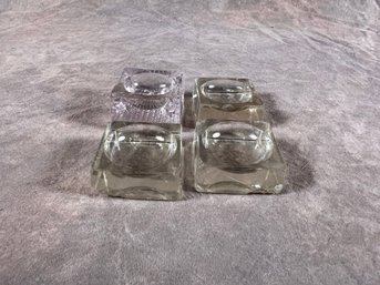 Four Clear Glass Salts
