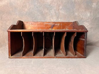 Vintage Wooden Desktop Organizer With Cubbies