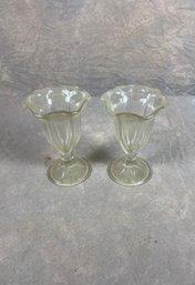 Set Of Two Antique Sundae Cups With Ruffle Design