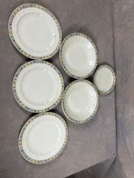 Set Of Six Vintage Steubenville Porcelain China Plates With Floral Border