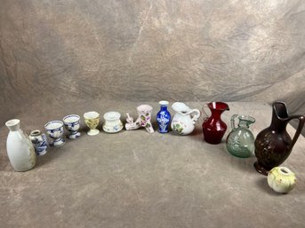 Large Group Of Small Vases And Cups, Varying In Designs And Size