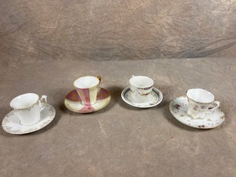 Four Matching Teacup And Saucer Sets, Varying In Conditions And Origin