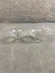 Pair Of Mini Cocktail Glasses With Etched Grape Vine Design