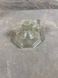 Vintage Clear Glass Candlestick Holder With Finger Ring