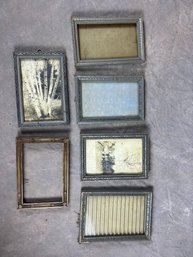 Group Of Six Antique Picture Frames, Two With Black And White Prints