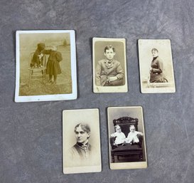 Five Antique Cabinet Card Photographs
