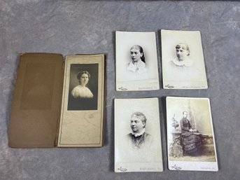 Four Vintage Cabinet Card Photographs And Album Portrait Photograph