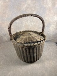 Large Antique Basket With Lid