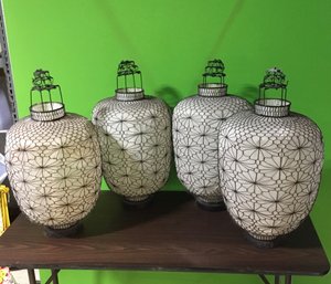 Set Of Four Chinese Cloth Lanterns