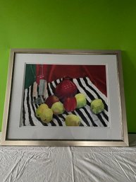 26 X 32 Still Life With Red Vase Pastel Behind Glass Signed By Artist Joann Phillips