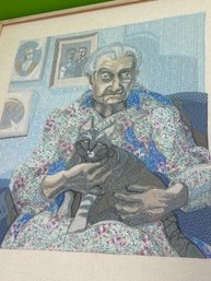 FAMILY Fabric And Thread Bend Glass By Deidre Scherer  29x33